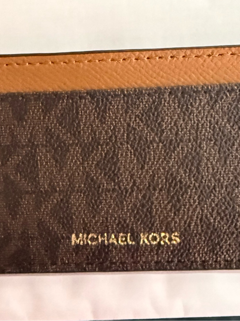 Michael Kors Brown Card & Key Holder with Tan Trim and Gold Logo